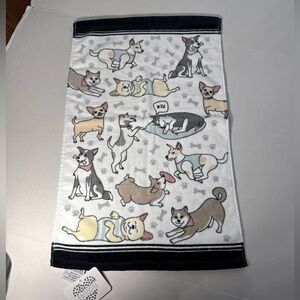 NWT Kassafina Collection Dog Print Whimsical Bathroom Hand Towel 100% Cotton
